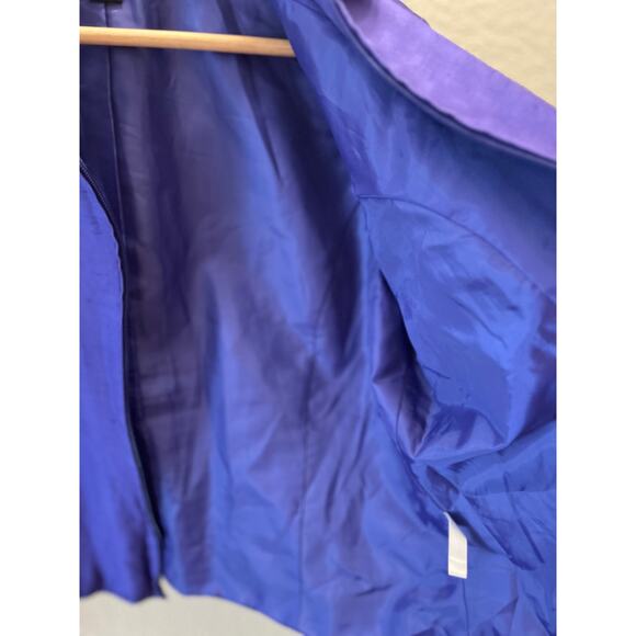 Vintage SHOMI 100% Silk Purple Tailored Jacket Y2K Sz 10 Old Money Quiet Luxury - Picture 6 of 7
